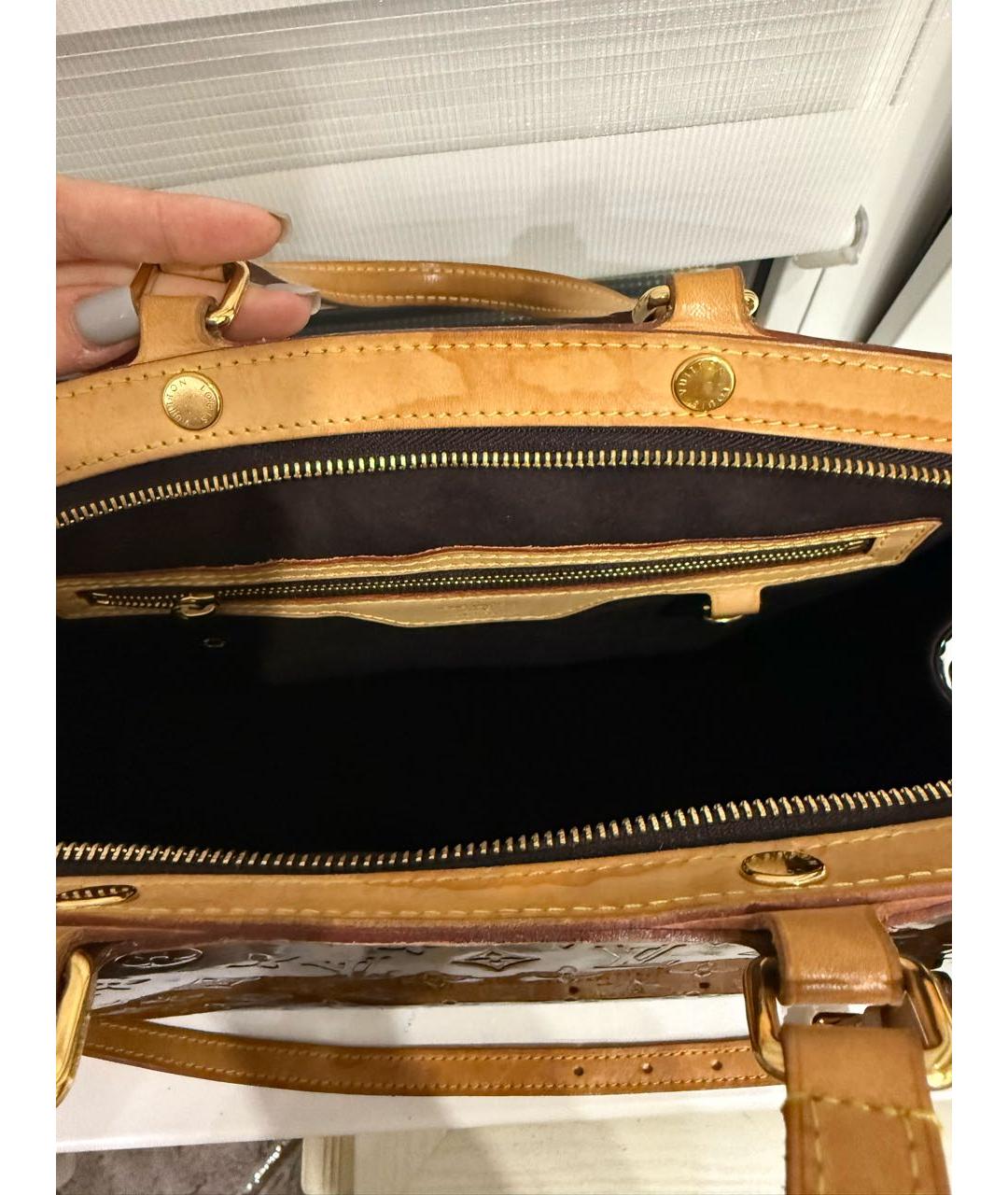 LOUIS VUITTON Бордовая сумка тоут из лакированной кожи, фото 3