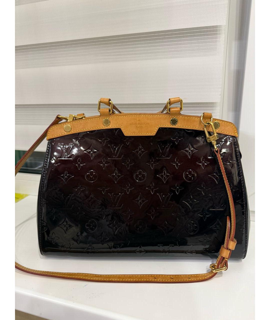 LOUIS VUITTON Бордовая сумка тоут из лакированной кожи, фото 2