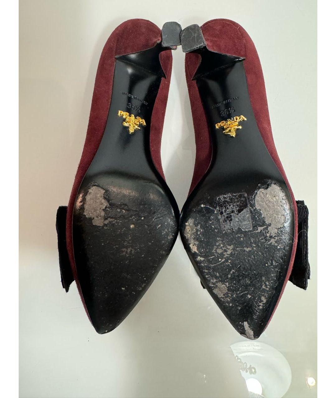 PRADA Бордовые замшевые туфли, фото 7