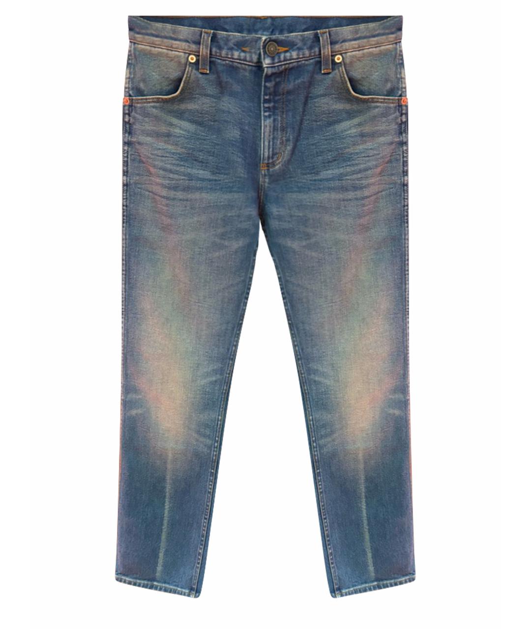 GUCCI Синие хлопко-эластановые джинсы слим, фото 1