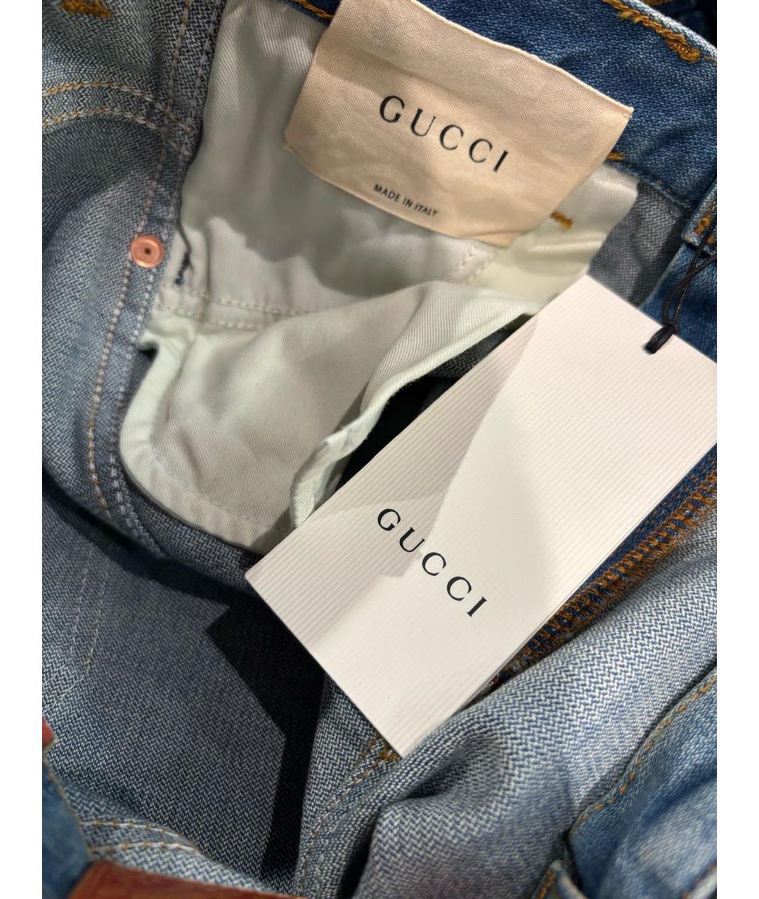 GUCCI Синие хлопко-эластановые джинсы слим, фото 3