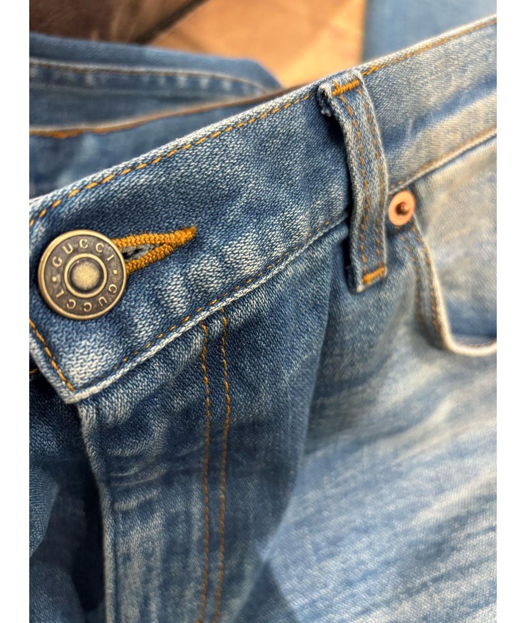 GUCCI Синие хлопко-эластановые джинсы слим, фото 5