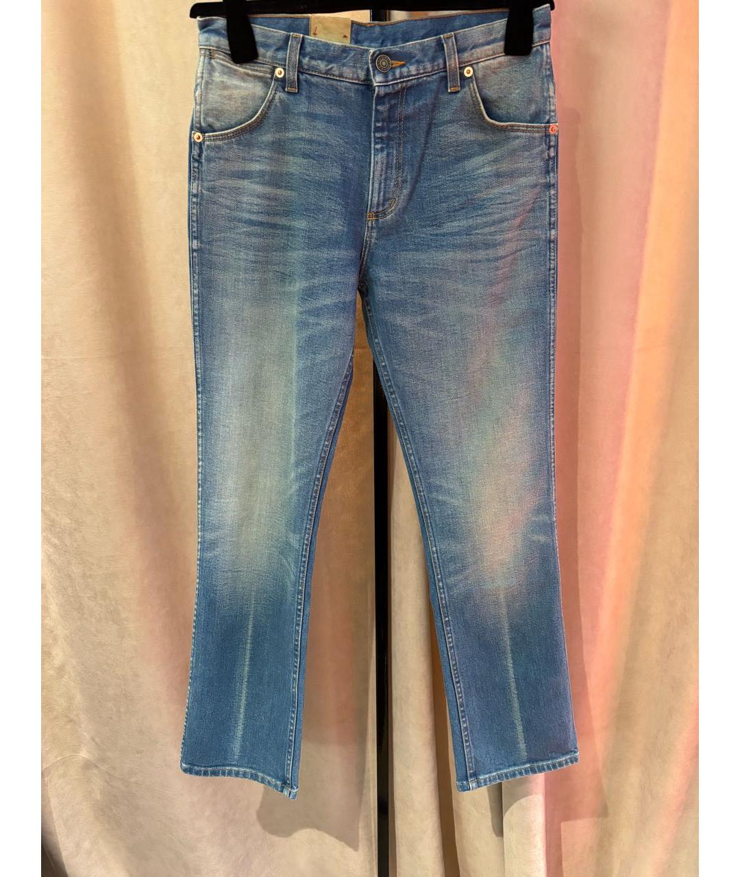 GUCCI Синие хлопко-эластановые джинсы слим, фото 9