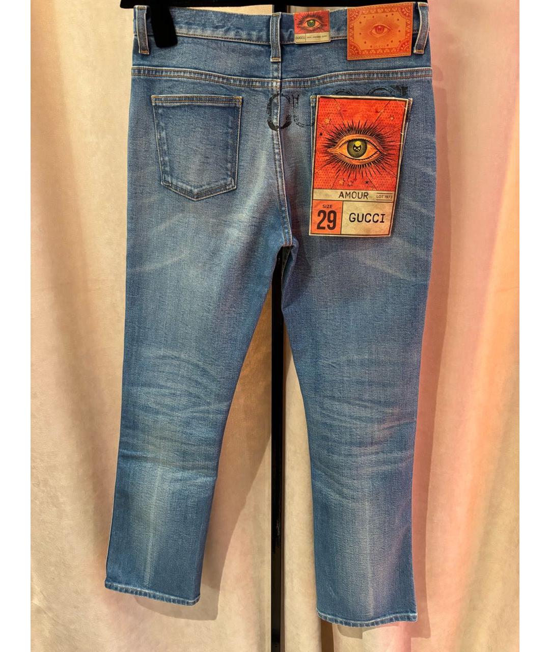 GUCCI Синие хлопко-эластановые джинсы слим, фото 2
