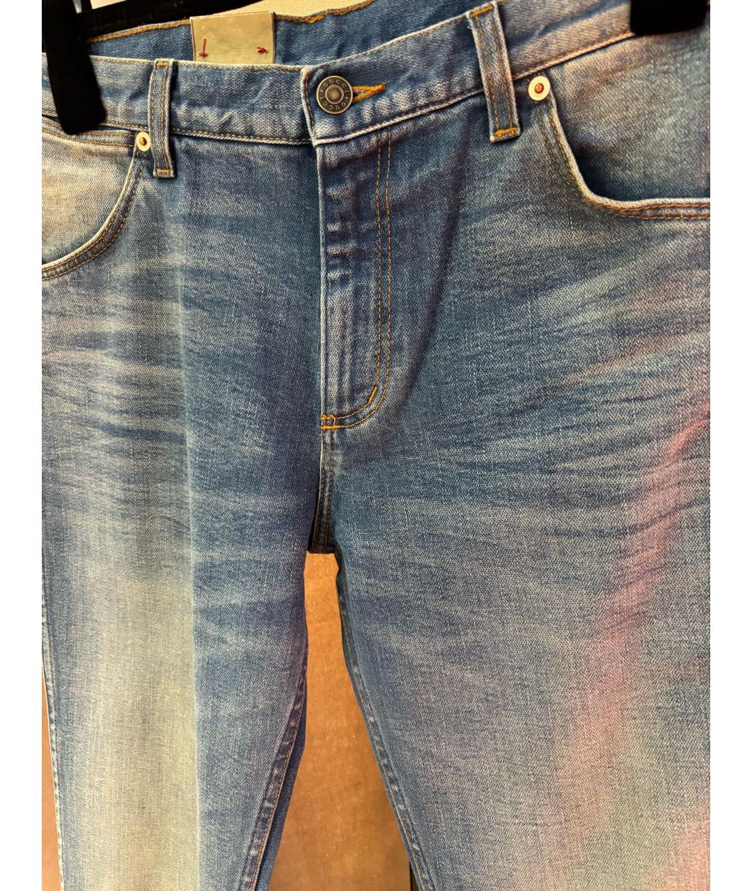 GUCCI Синие хлопко-эластановые джинсы слим, фото 7