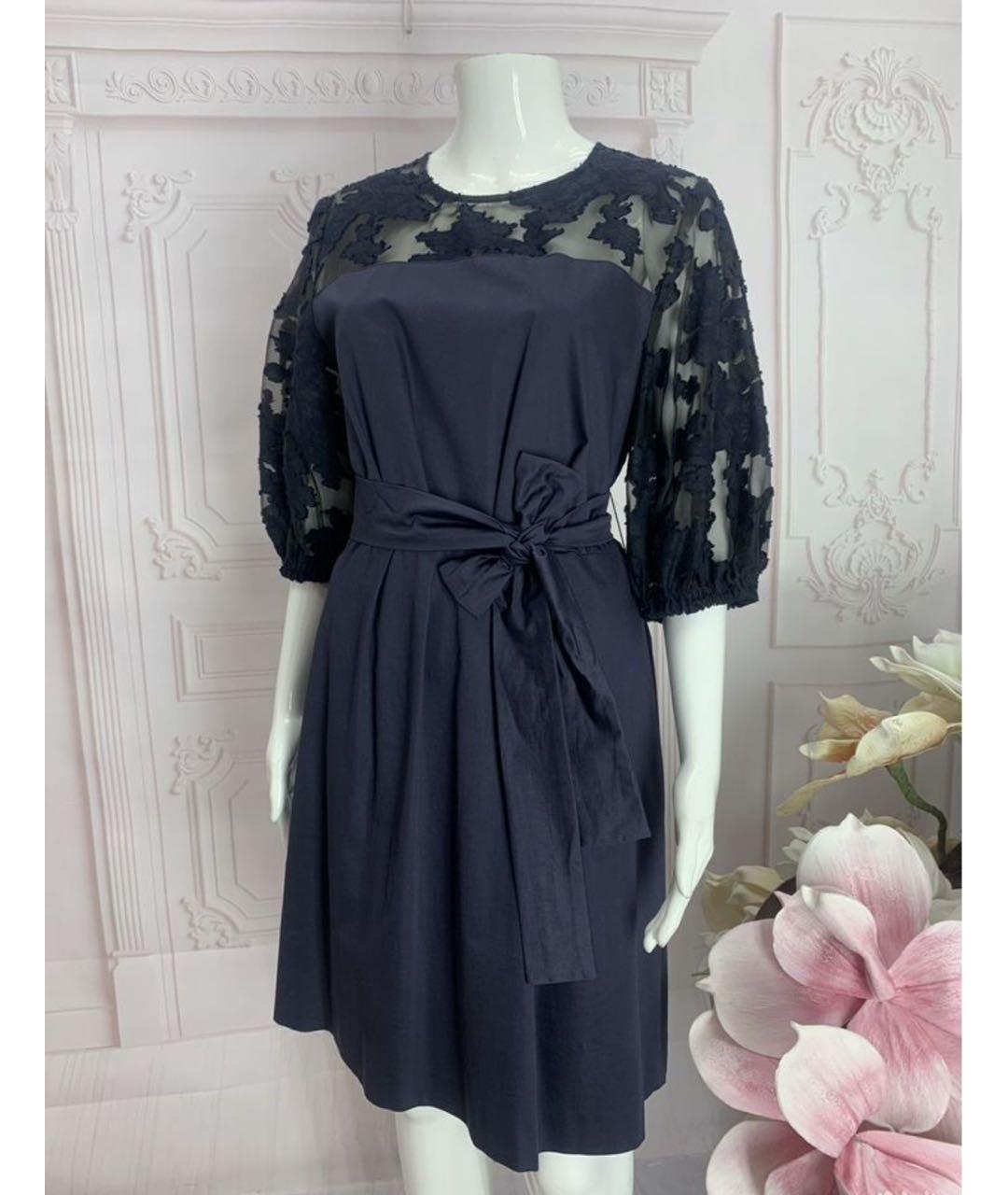 MAX MARA Темно-синее хлопко-эластановое платье, фото 5