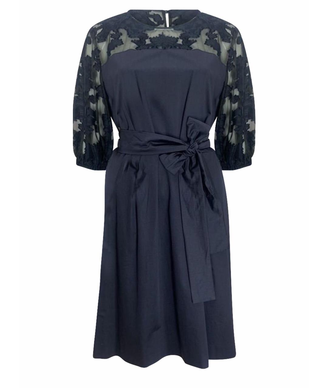 MAX MARA Темно-синее хлопко-эластановое платье, фото 1