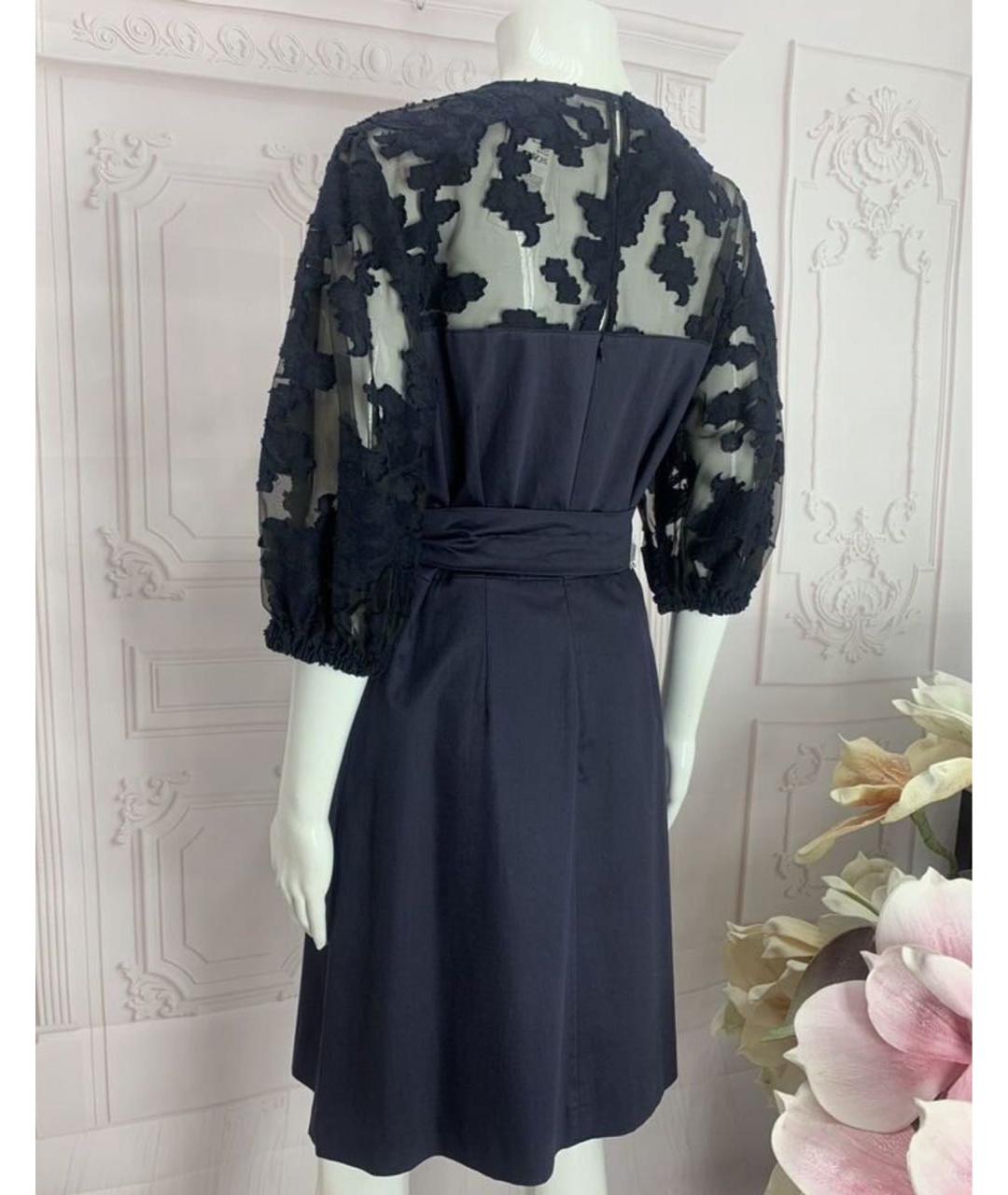 MAX MARA Темно-синее хлопко-эластановое платье, фото 2