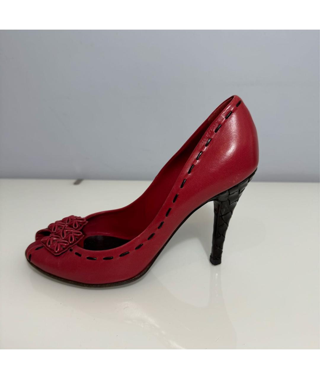 BOTTEGA VENETA Бордовые кожаные туфли, фото 9