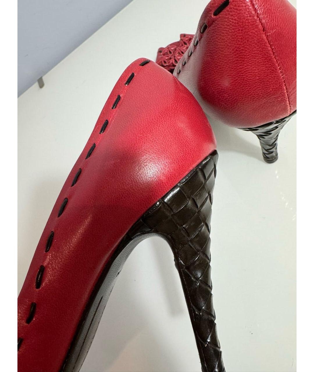 BOTTEGA VENETA Бордовые кожаные туфли, фото 6