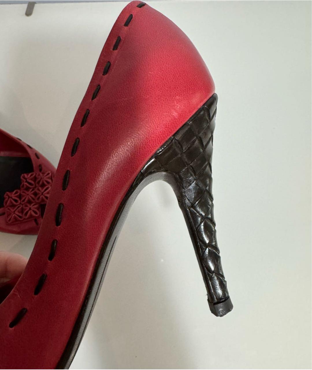 BOTTEGA VENETA Бордовые кожаные туфли, фото 5