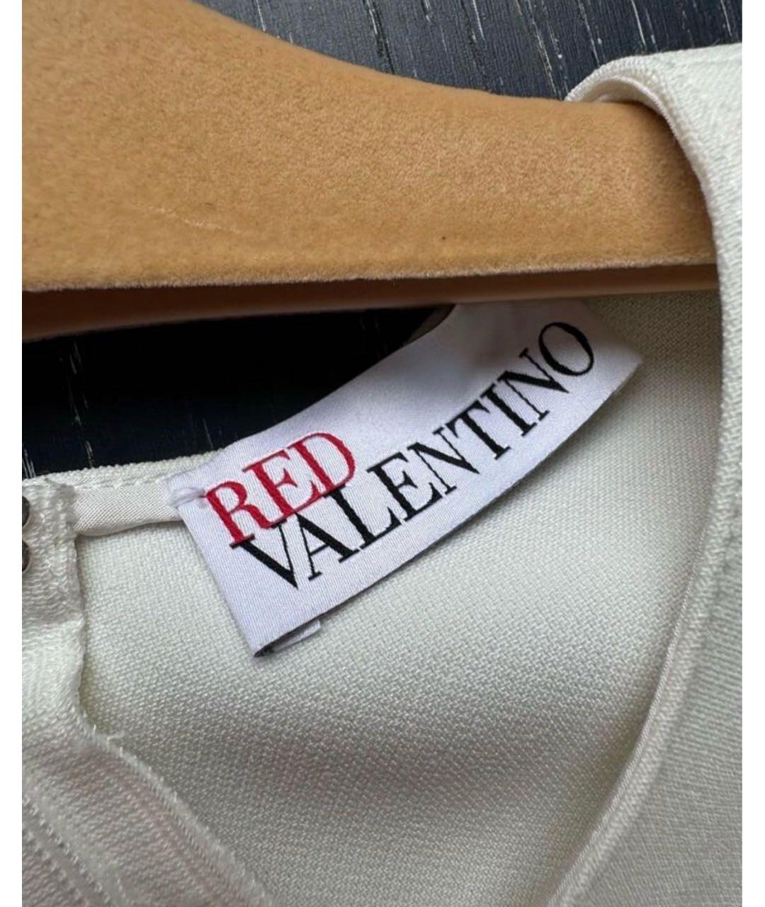 RED VALENTINO Белое полиэстеровое коктейльное платье, фото 3