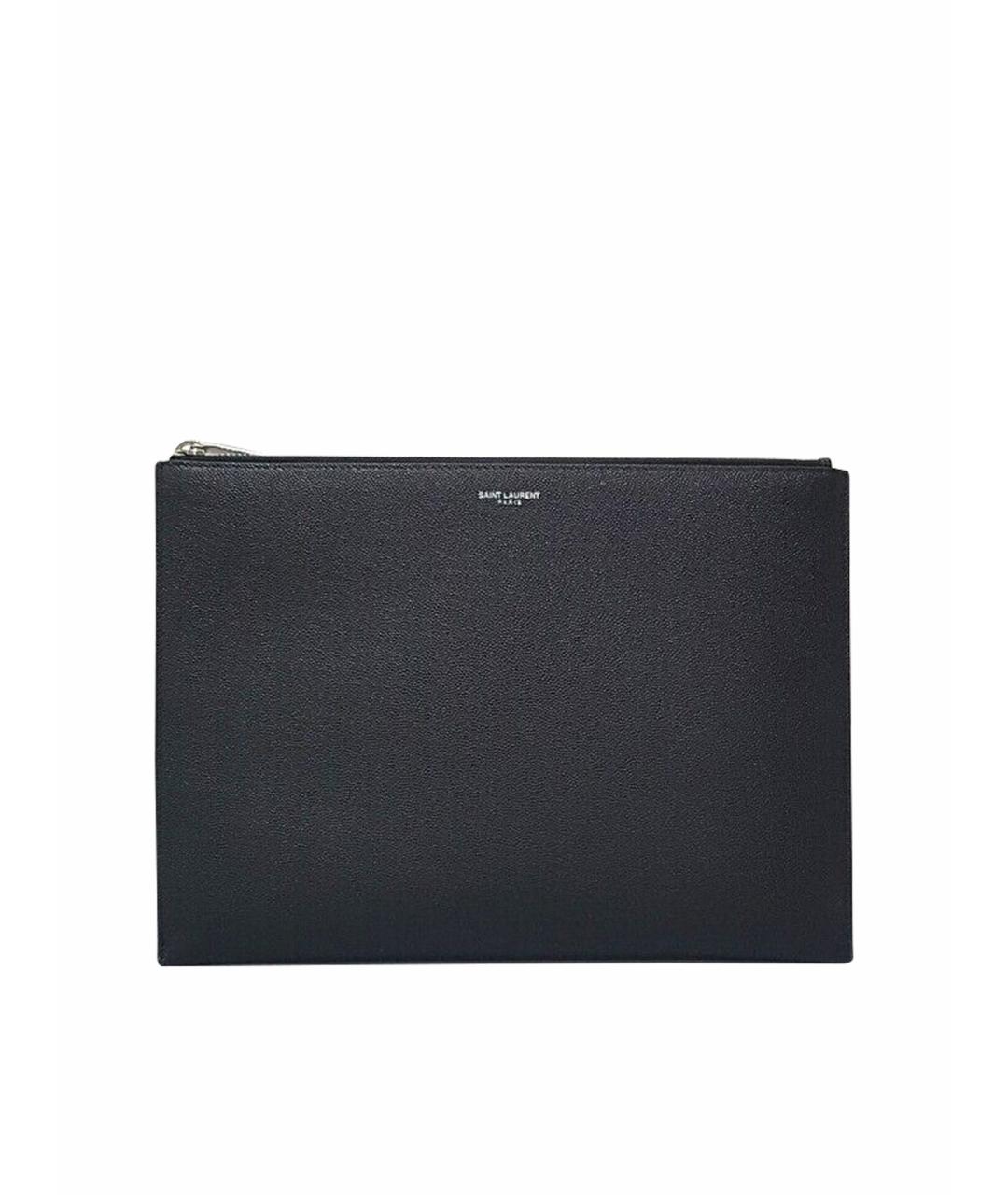 SAINT LAURENT Черная кожаная барсетка, фото 1