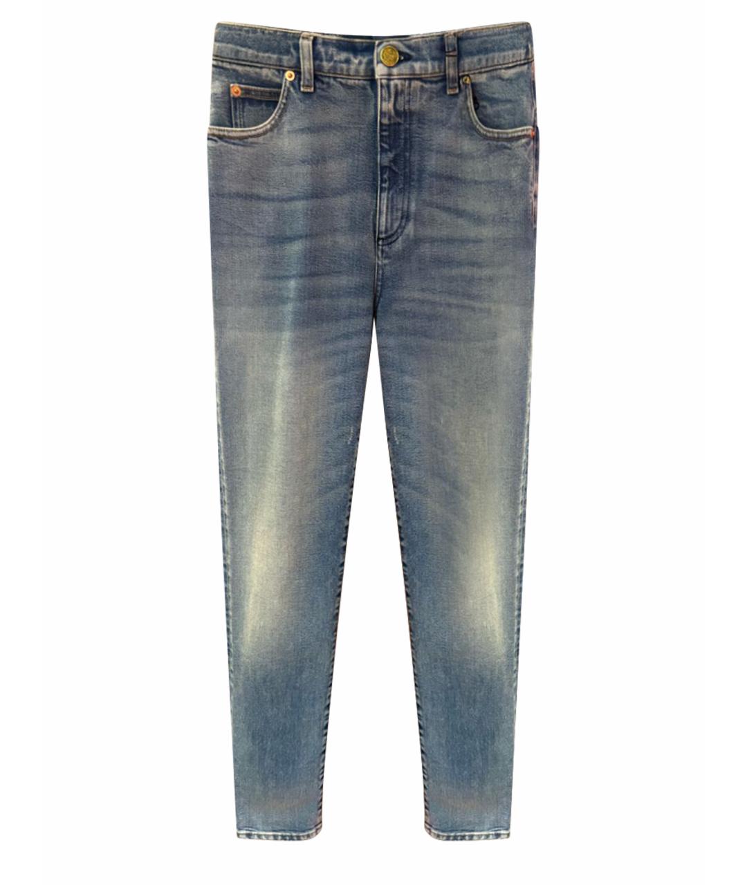 GUCCI Голубые хлопко-эластановые джинсы слим, фото 1