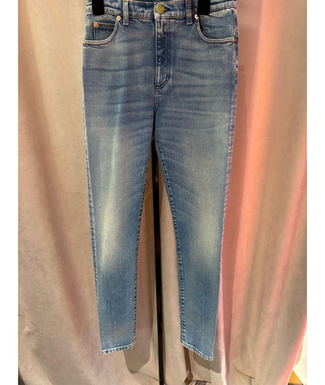 GUCCI Голубые хлопко-эластановые джинсы слим, фото 8