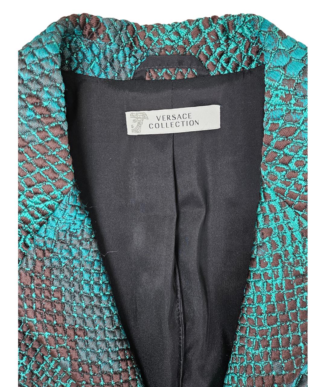 VERSACE COLLECTION Бирюзовый полиэстеровый жакет/пиджак, фото 3