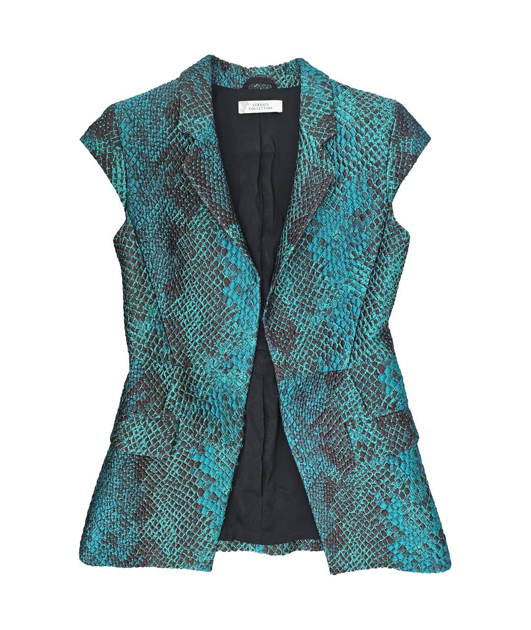 VERSACE COLLECTION Бирюзовый полиэстеровый жакет/пиджак, фото 5