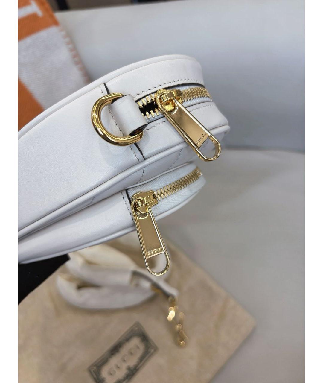 GUCCI Белая кожаная сумка через плечо, фото 6