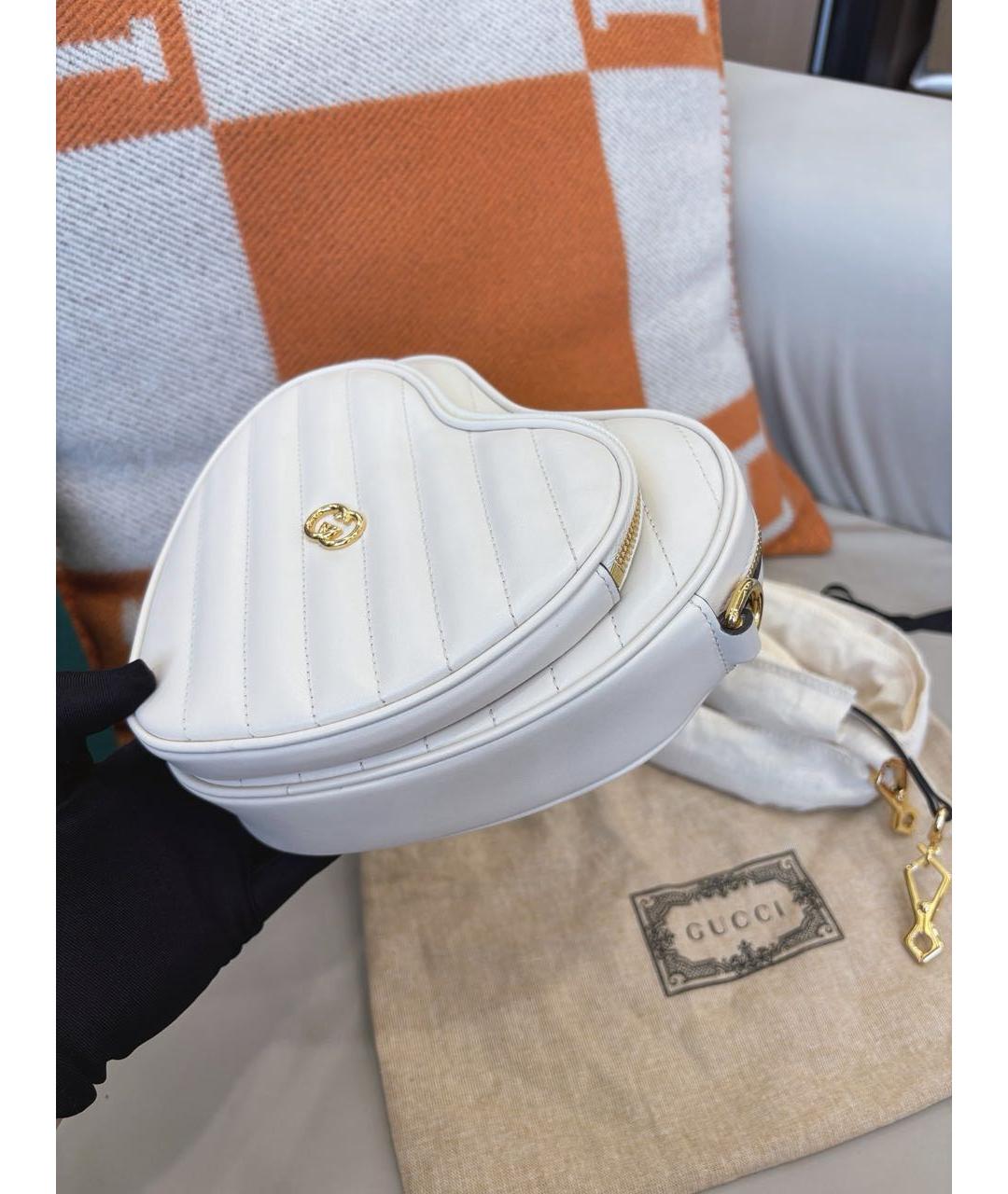 GUCCI Белая кожаная сумка через плечо, фото 5