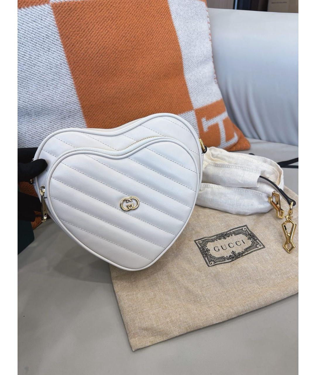 GUCCI Белая кожаная сумка через плечо, фото 2