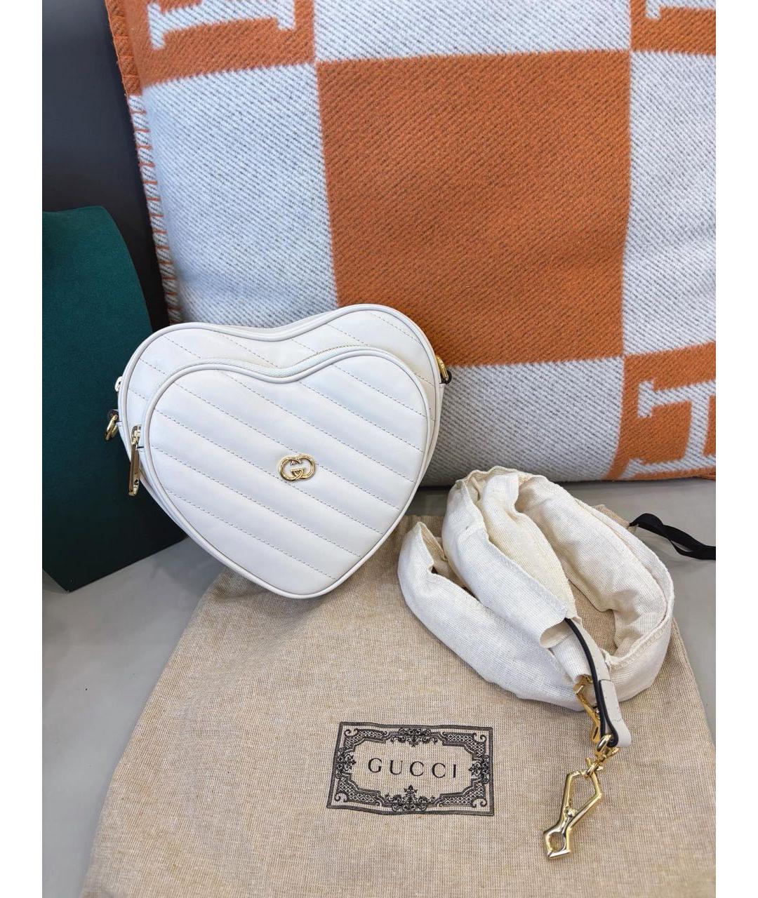 GUCCI Белая кожаная сумка через плечо, фото 9