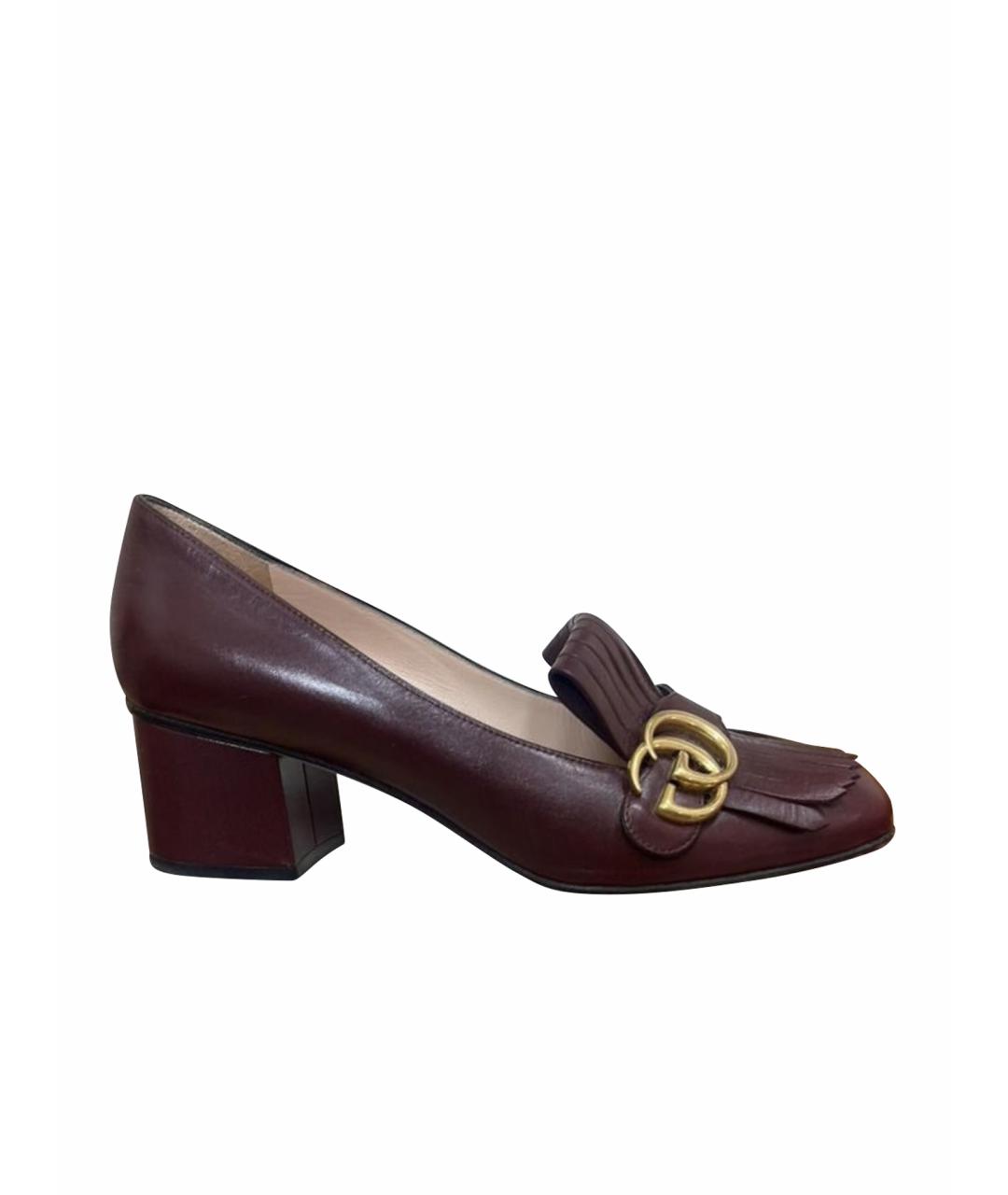 GUCCI Бордовые кожаные туфли, фото 1