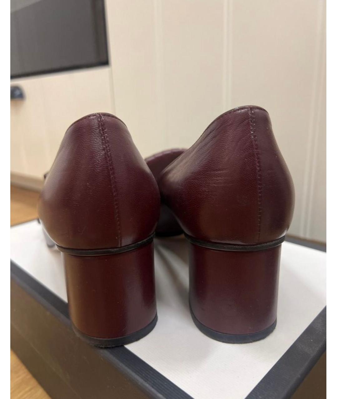 GUCCI Бордовые кожаные туфли, фото 4
