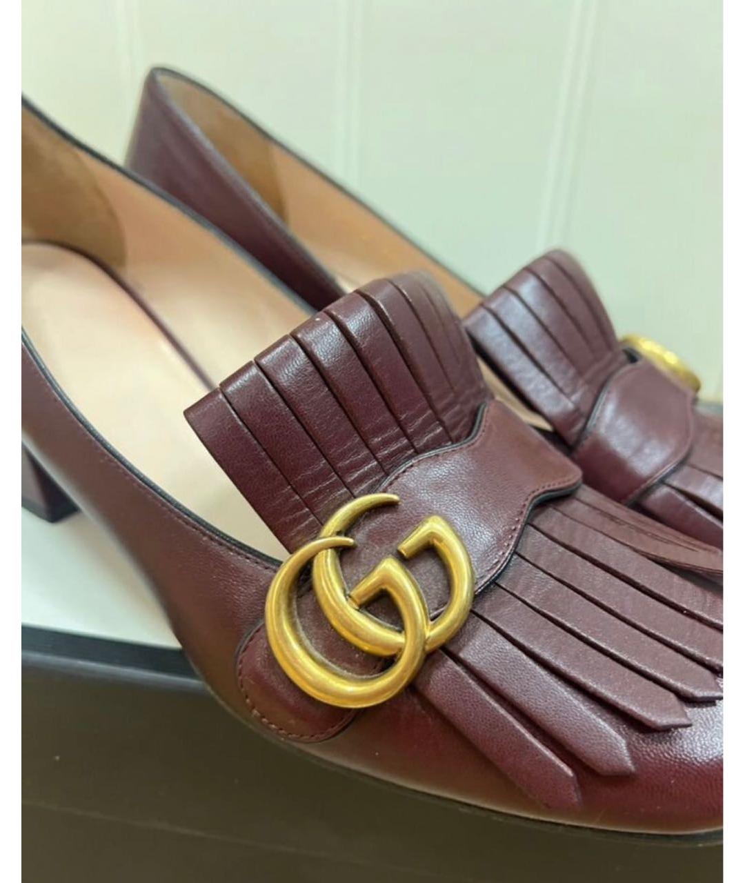 GUCCI Бордовые кожаные туфли, фото 3