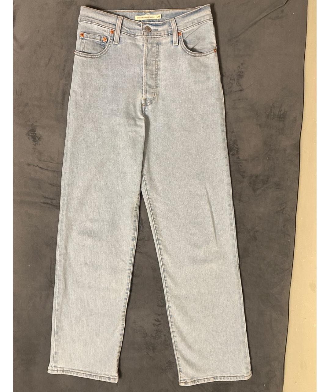 LEVI'S Голубые хлопко-полиэстеровые прямые джинсы, фото 9