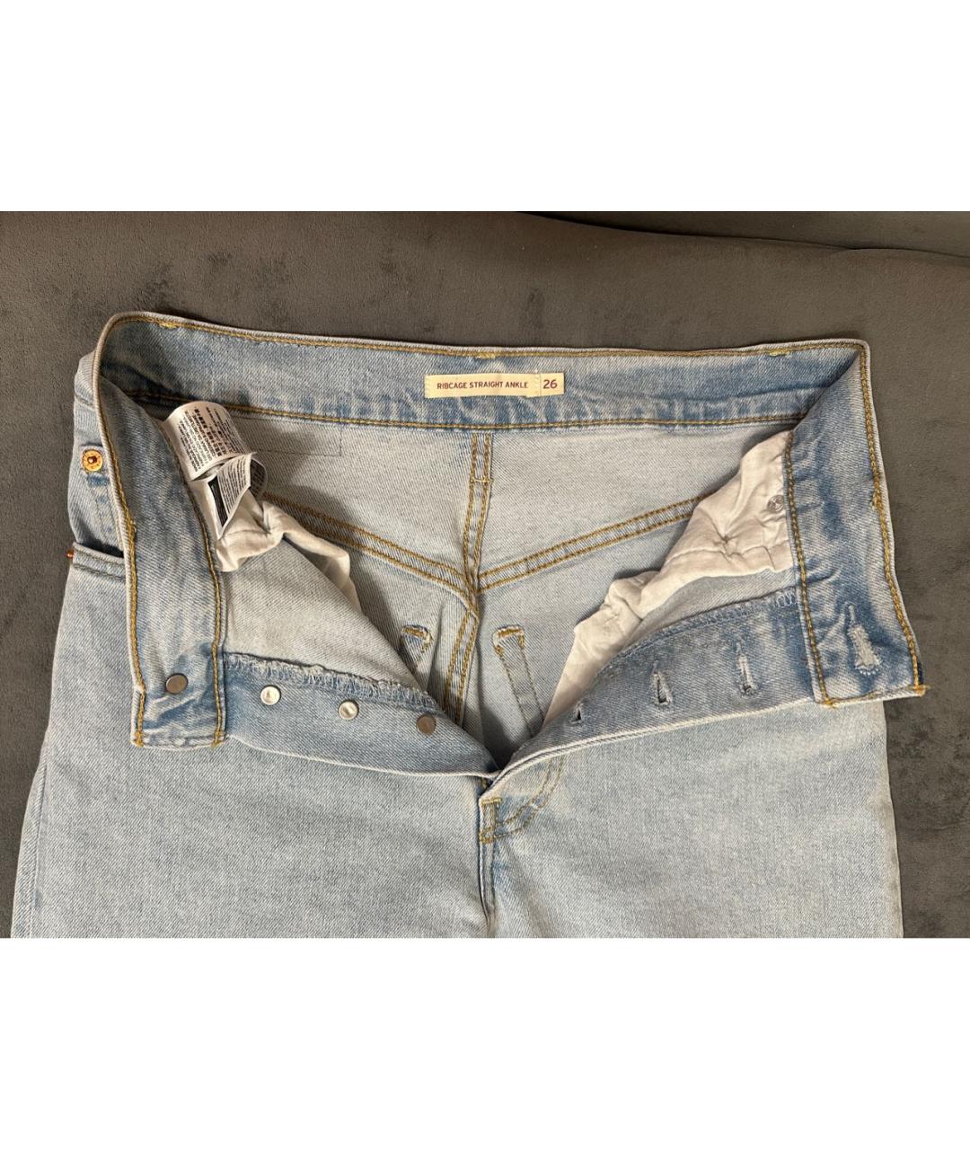 LEVI'S Голубые хлопко-полиэстеровые прямые джинсы, фото 3