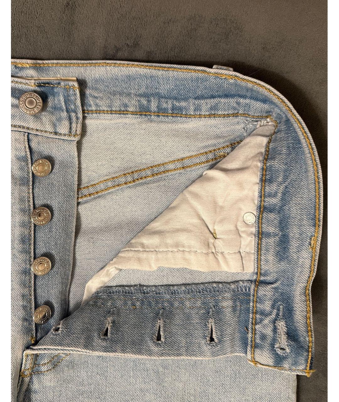 LEVI'S Голубые хлопко-полиэстеровые прямые джинсы, фото 4