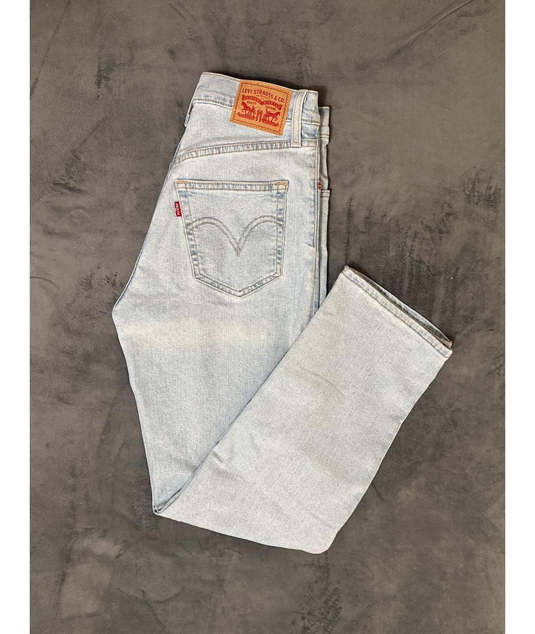 LEVI'S Голубые хлопко-полиэстеровые прямые джинсы, фото 5