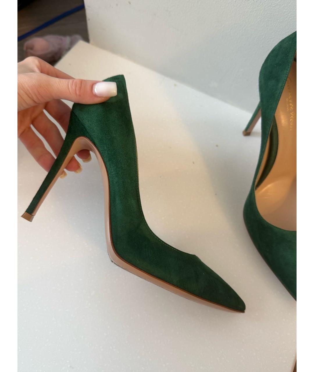 GIANVITO ROSSI Зеленые замшевые туфли, фото 5