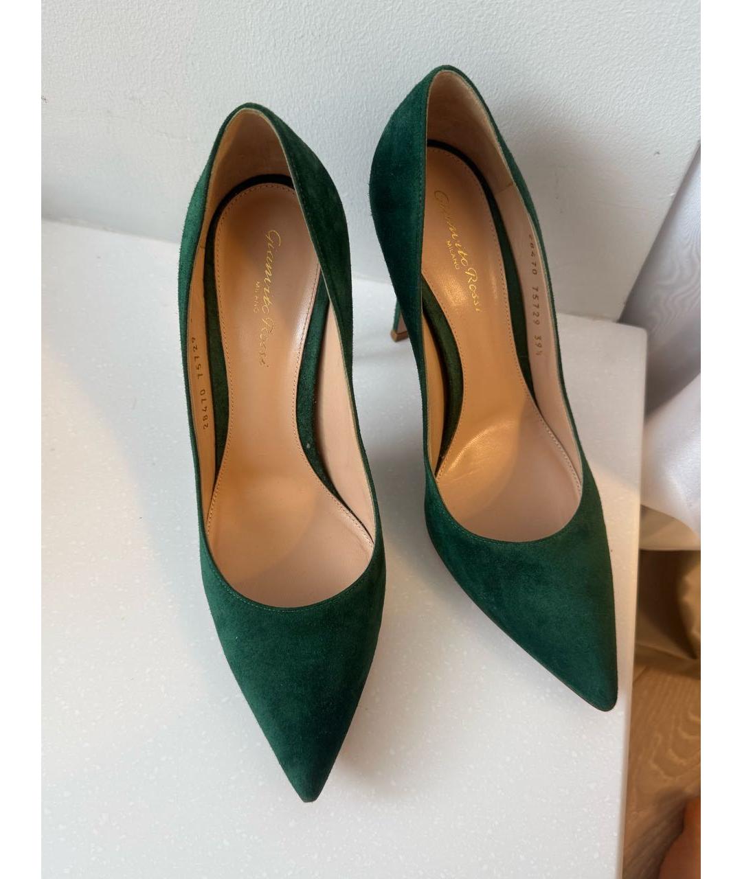 GIANVITO ROSSI Зеленые замшевые туфли, фото 4