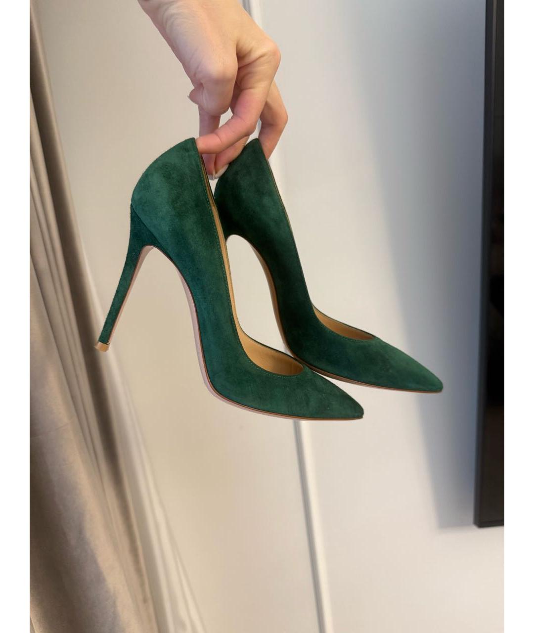 GIANVITO ROSSI Зеленые замшевые туфли, фото 2