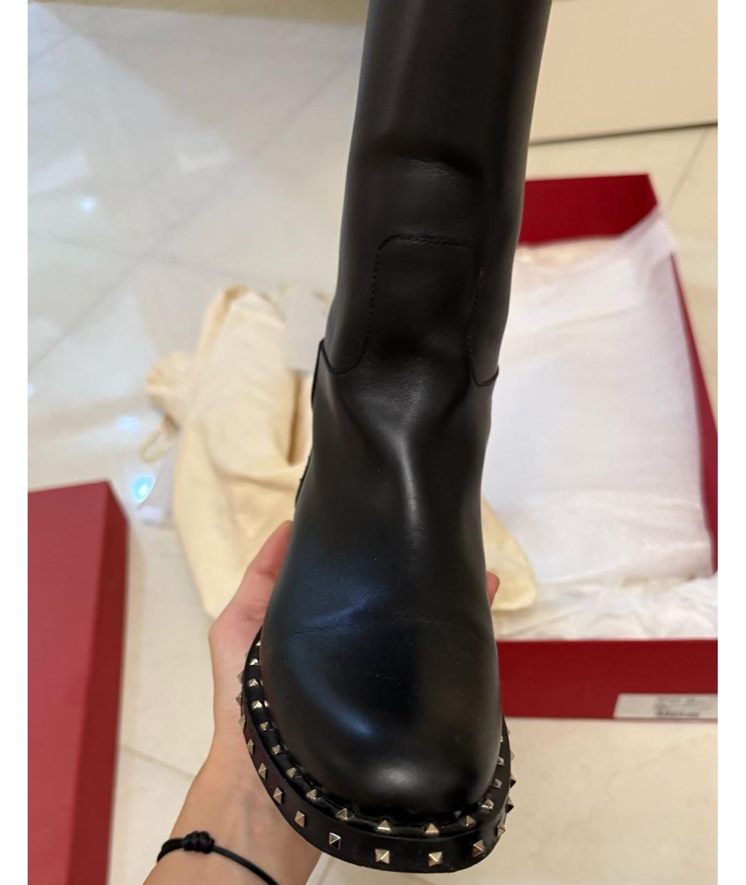 VALENTINO Черные кожаные сапоги, фото 3