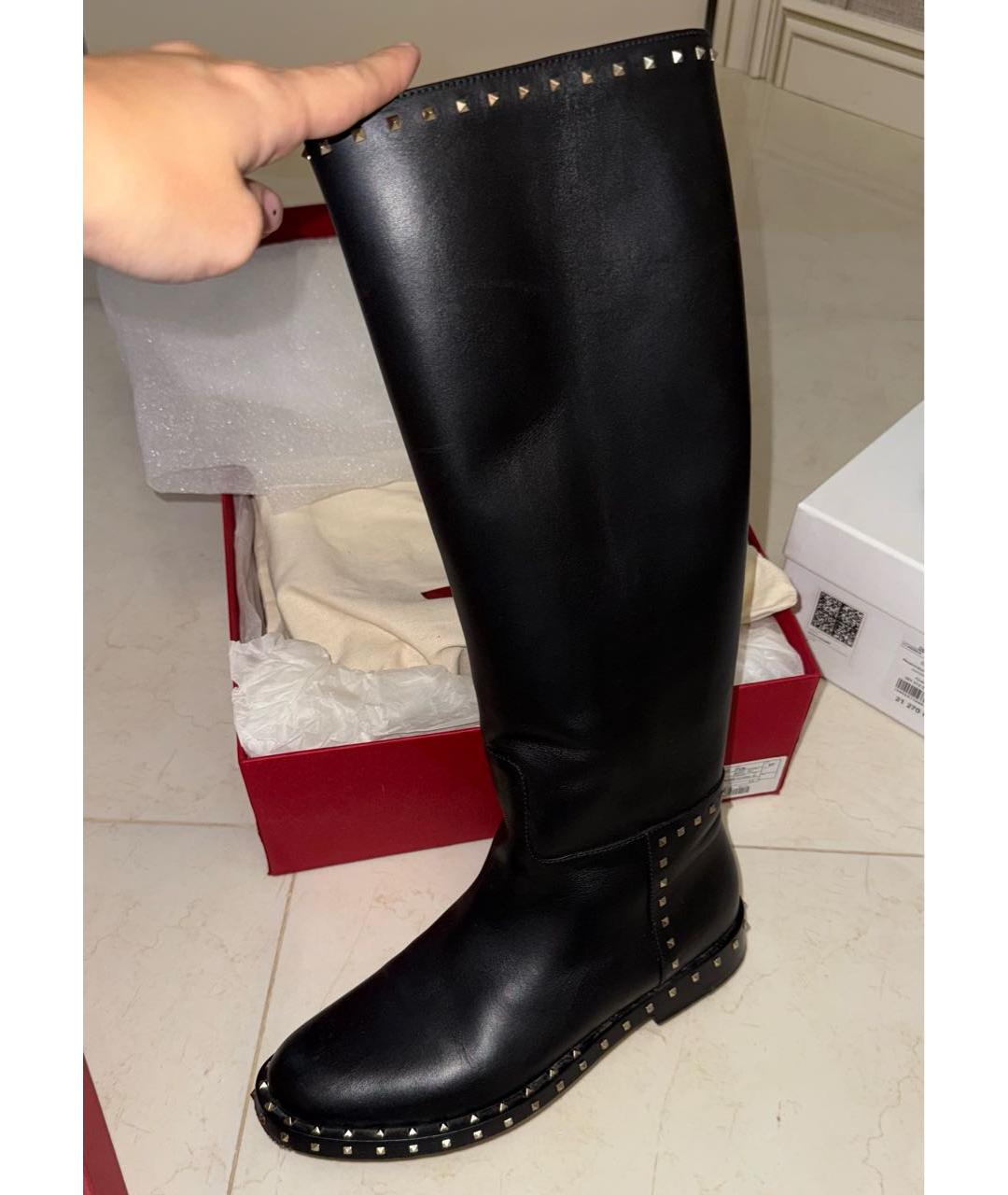 VALENTINO Черные кожаные сапоги, фото 5
