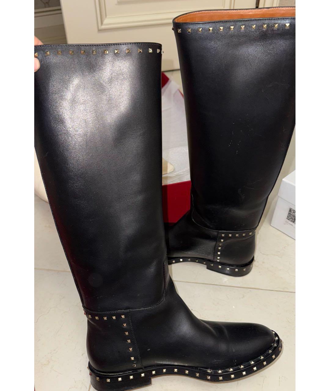 VALENTINO Черные кожаные сапоги, фото 4