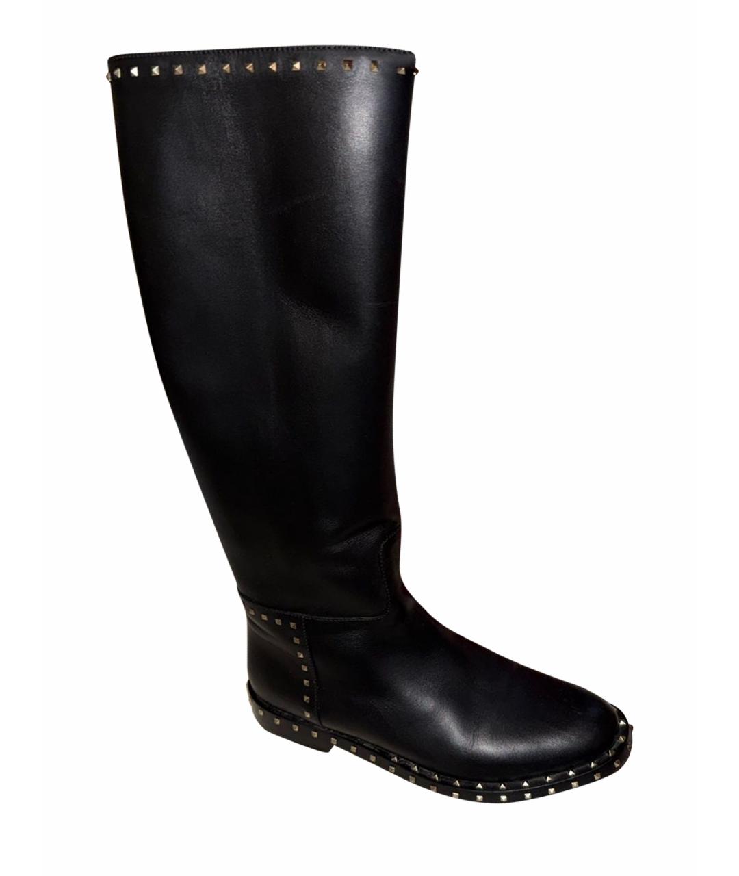 VALENTINO Черные кожаные сапоги, фото 1