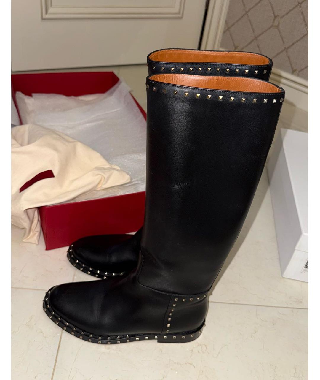 VALENTINO Черные кожаные сапоги, фото 2