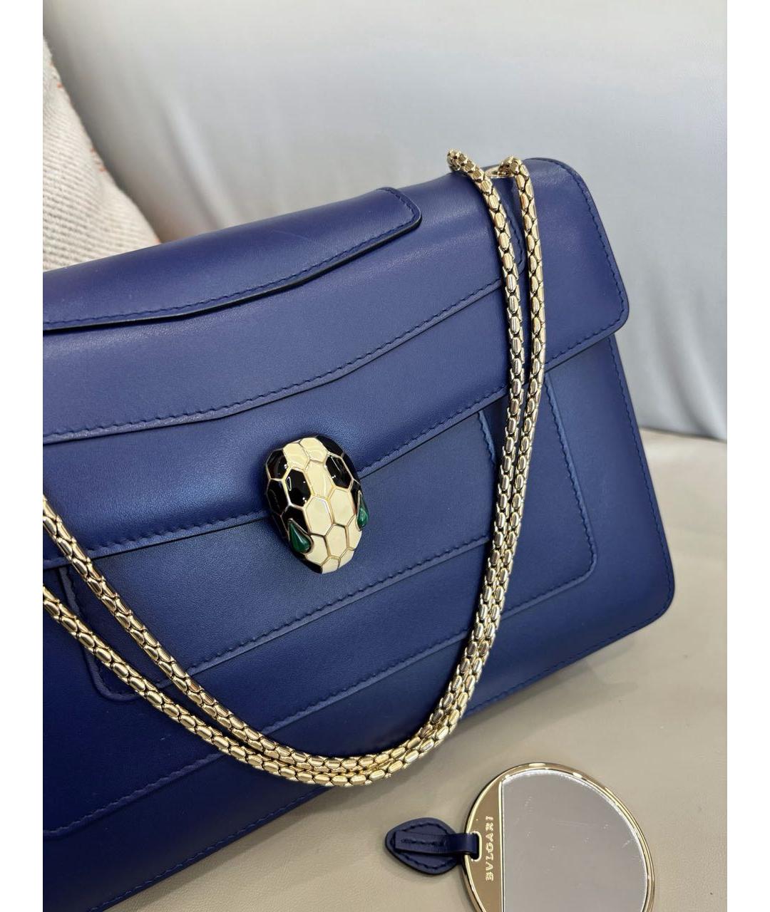 BVLGARI Синяя кожаная сумка через плечо, фото 2