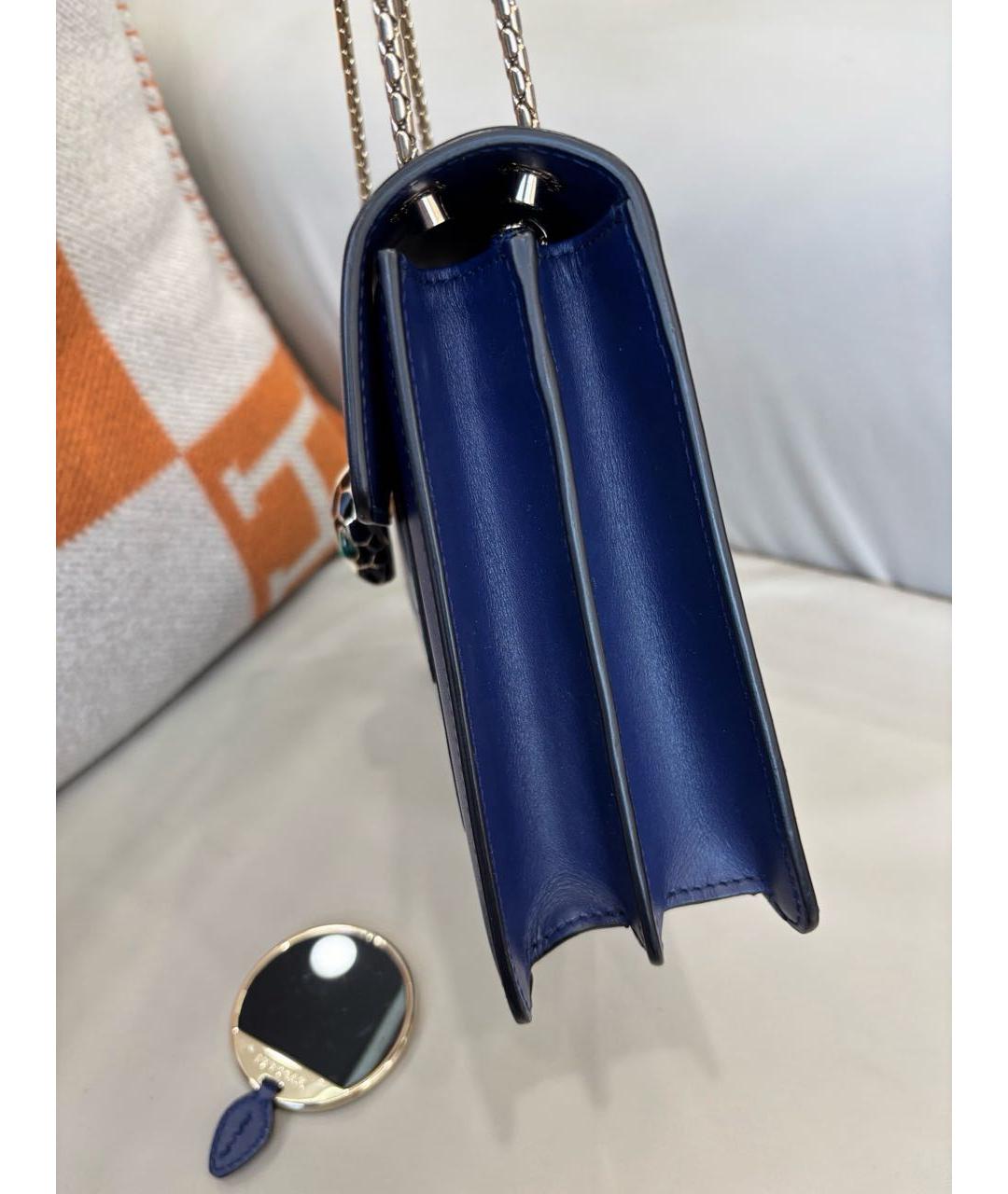 BVLGARI Синяя кожаная сумка через плечо, фото 4