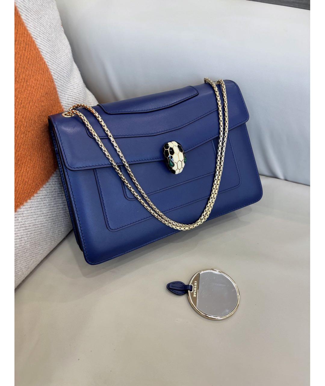 BVLGARI Синяя кожаная сумка через плечо, фото 9