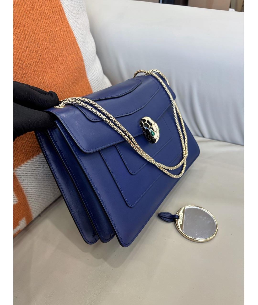 BVLGARI Синяя кожаная сумка через плечо, фото 3
