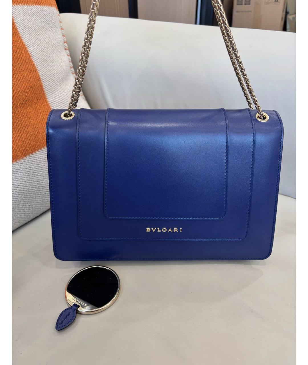 BVLGARI Синяя кожаная сумка через плечо, фото 5