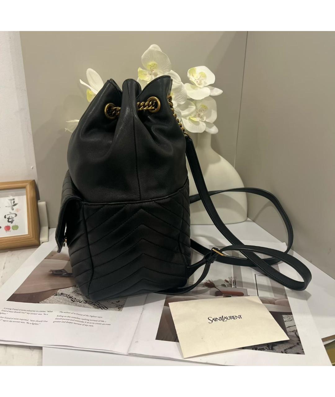 SAINT LAURENT Черный кожаный рюкзак, фото 2