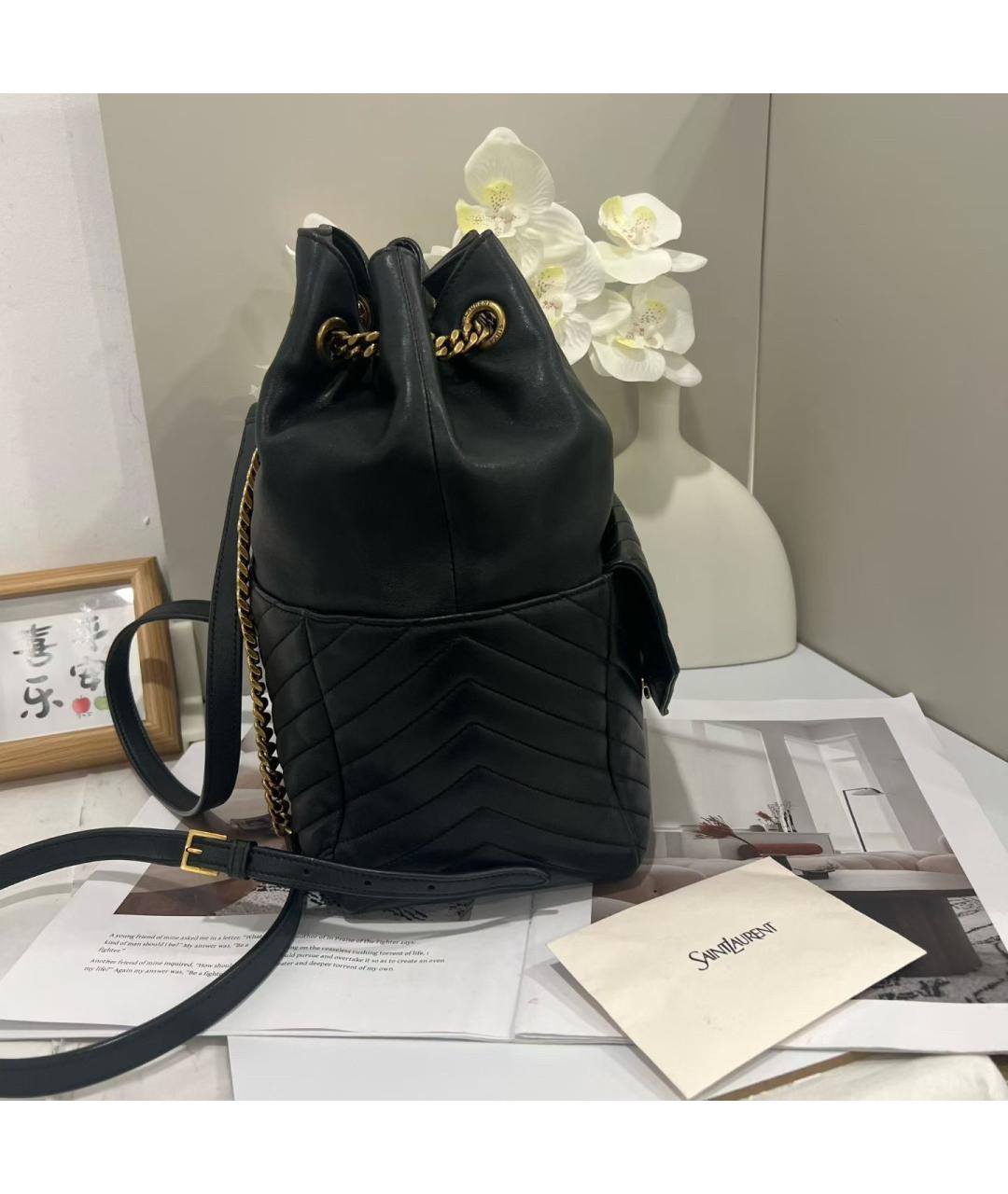 SAINT LAURENT Черный кожаный рюкзак, фото 3