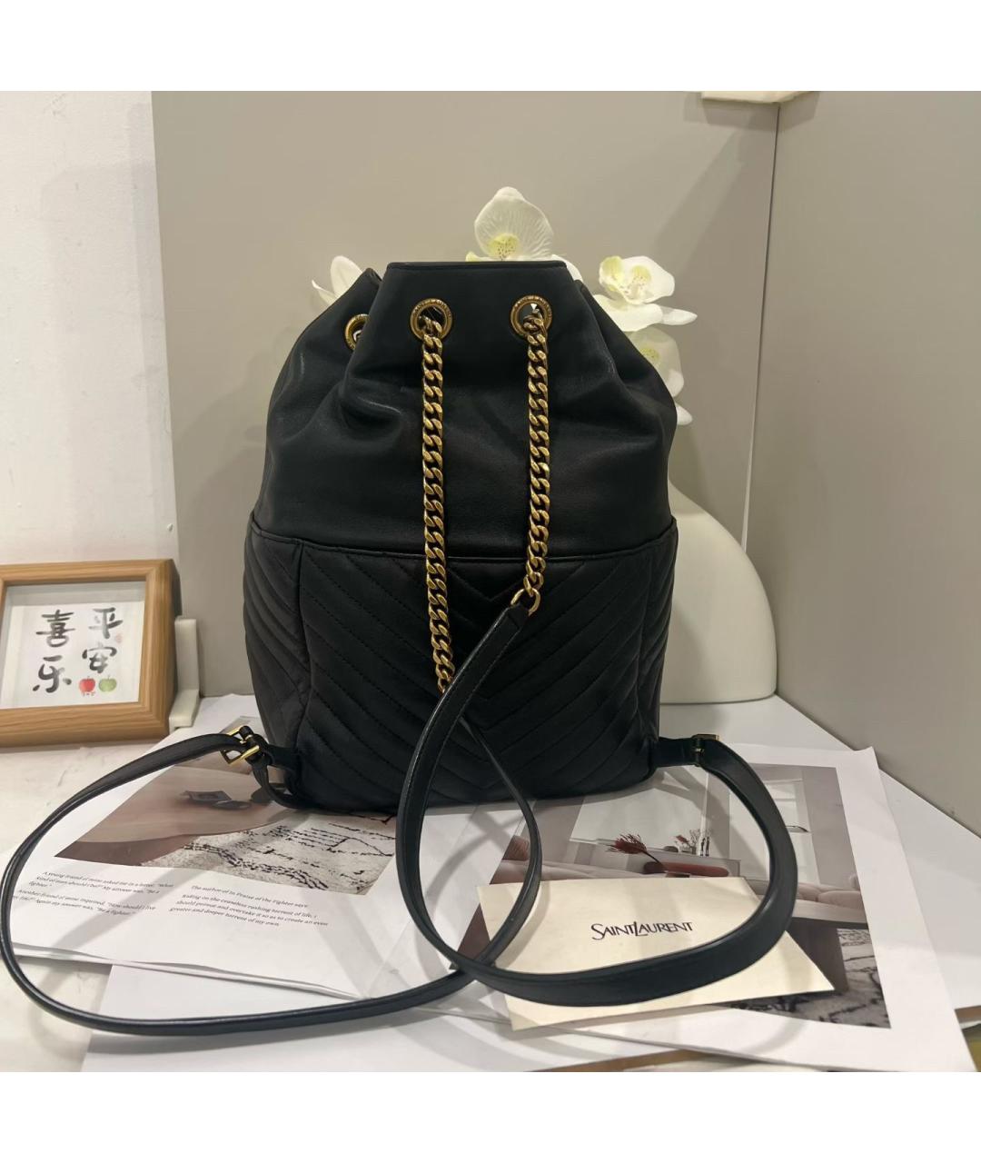 SAINT LAURENT Черный кожаный рюкзак, фото 4