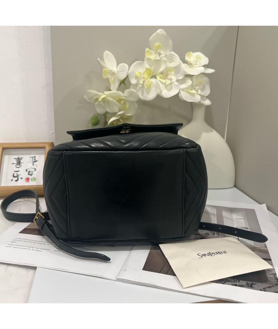 SAINT LAURENT Черный кожаный рюкзак, фото 5