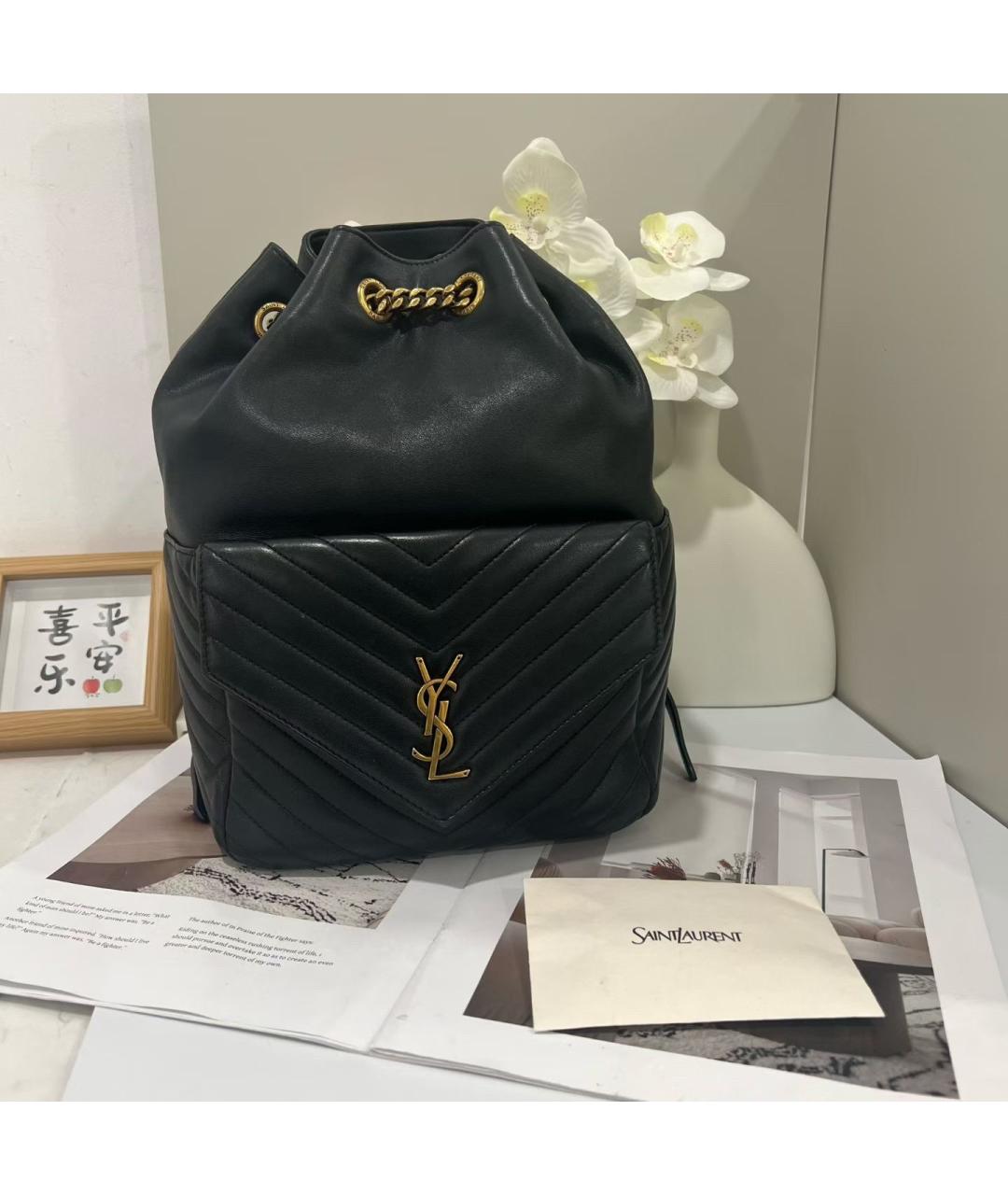 SAINT LAURENT Черный кожаный рюкзак, фото 7